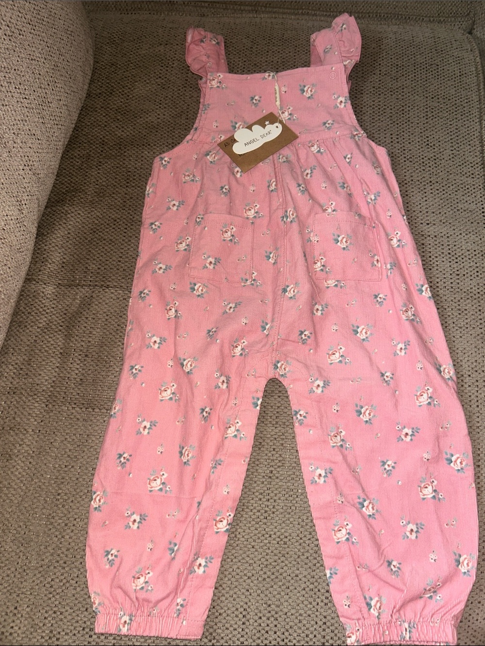 Angel Dear Pink Floral Ruffle-Strap Overalls